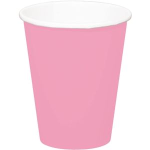 32x stuks drinkbekers van papier roze 350 ml