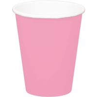 32x stuks drinkbekers van papier roze 350 ml - thumbnail