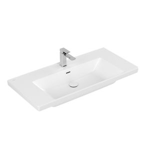 Wastafel Villeroy & Boch Subway 3.0 Met CeramicPlus 1 Kraangat Met Overloop 100x47x16.5 cm Stone White Villeroy & Boch