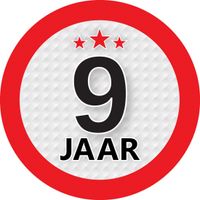 9 jaar leeftijd sticker rond 9 cm verjaardag versiering - thumbnail