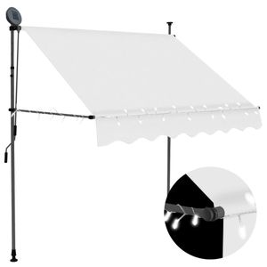 VidaXL Luifel handmatig uitschuifbaar met led 200 cm crèmekleurig