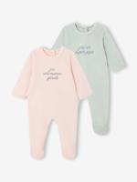 Set van 2 pyjama's baby meisjes fluweel / velours rozen