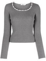b+ab pull nervuré à col festonné - Gris