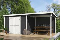 Outdoor Life Products | Tuinhuis Kjeld 550 x 250 | Gecoat | Carbon Grey-Wit - thumbnail