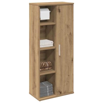 Badkamerkast met rolhouder 39x22x90 cm artisanaal eikenkleur