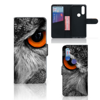 Motorola One Macro Telefoonhoesje met Pasjes Uil - thumbnail