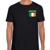 Ireland t-shirt met vlag Ierland zwart op borst voor heren - thumbnail