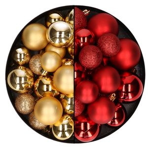 Kerstballen 60x stuks - mix goud/rood - 4-5-6 cm - kunststof