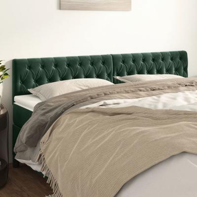 Hoofdborden 2 st 100x7x78/88 cm fluweel donkergroen