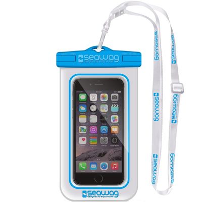Witte/blauwe waterproof hoes voor smartphone/mobiele telefoon