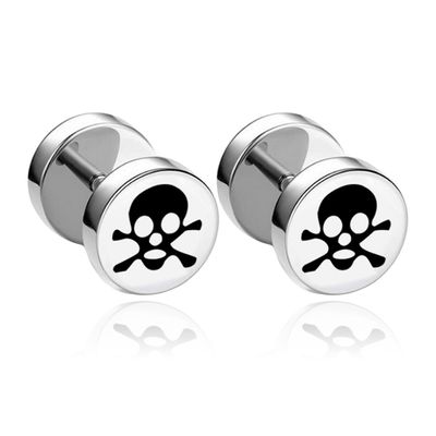 Stalen Stud oorbellen Heren Piaraten Schedel 8mm