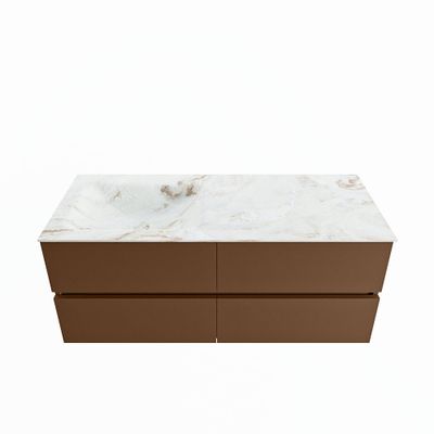 MONDIAZ VICA-DLUX 120cm badmeubel onderkast Rust 4 lades. Inbouw wastafel CLOUD links zonder kraangat, kleur Frappe.