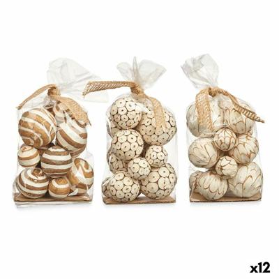 Set of Decorative Balls Wit Bruin (12 Stuks)