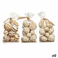 Set of Decorative Balls Wit Bruin (12 Stuks)