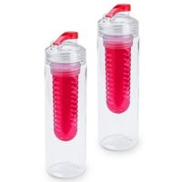 2x Drinkfles/waterfles met fruitfilter rood 700 ml