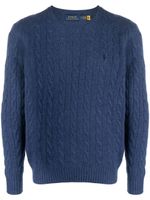 Polo Ralph Lauren pull en maille torsadée à broderies - Bleu