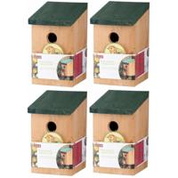 Vogelhuisje - 4x - met groen dak - 22 cm - nestkastje - hout