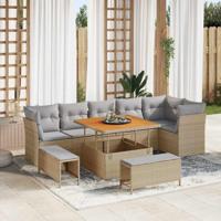Tuinbankenset 9 pcs Beige poly rattan