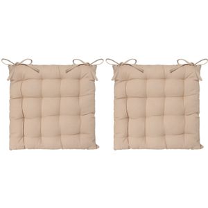 Atmosphera Stoelkussen - 2x - beige - katoen - 38 x 6 cm - zitkussen