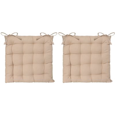 Atmosphera Stoelkussen - 2x - beige - katoen - 38 x 6 cm - zitkussen
