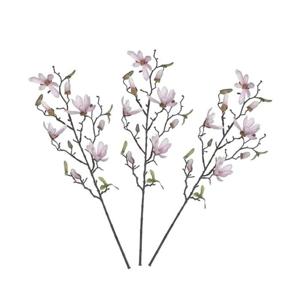 Mica Decorations Kunstbloem - 3x - magnolio beverboom - lichtroze - 80 cm