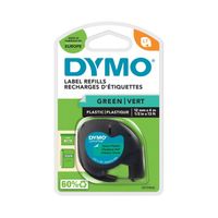 Labeltape Dymo Letratag 91204 plastic 12mm zwart op groen - thumbnail