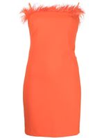 Patrizia Pepe robe-bustier bordée de plumes à coupe courte - Orange