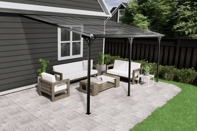 Van Kooten Livingdream Veranda 557x305 cm - antraciet - polycarbonaat dak - Bouwpakket- - Aluminium- Van Kooten