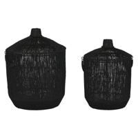 Mandenset Home ESPRIT Zwart Jute Metaal (2 Onderdelen)