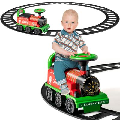 6V Elektrische Kindertrein met 16 Rails voor Kinderen Vanaf 3 Jaar. Groen