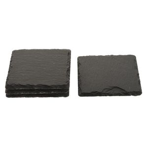 Vierkante luxe leisteen onderzetters 4 stuks 10 cm   -