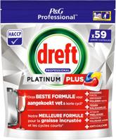 Dreft Platinum Plus Lemon vaatwastabletten, pak van 59 capsules