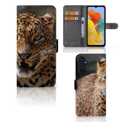 Samsung Galaxy M14 | Telefoonhoesje | Met pasjeshouder | Luipaard