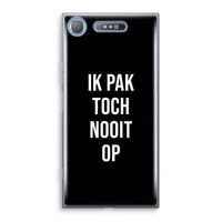 Ik pak nooit op - Zwart: Sony Xperia XZ1 Transparant Hoesje