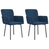 vidaXL Eetkamerstoelen 2 st fluweel blauw - thumbnail