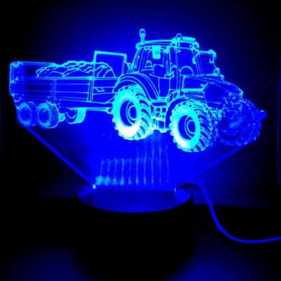 3D LED LAMP - TRACTOR MET AANHANGER 3 - Ontwerp-zelf.nl