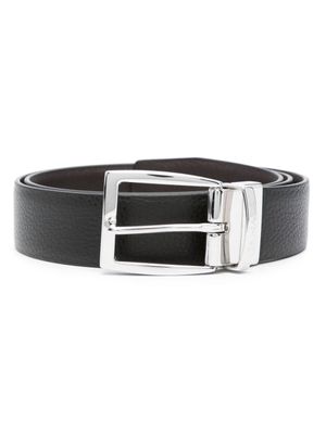 Canali ceinture en cuir grainé à logo gravé - Noir