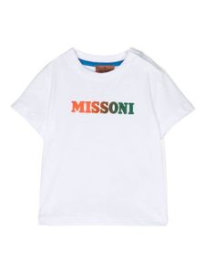 Missoni Kids t-shirt en jersey mélangé à logo imprimé - Blanc