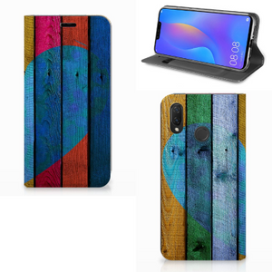 Huawei P Smart Plus Book Wallet Case Wood Heart - Cadeau voor je Vriend