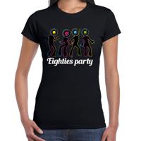 Verkleed T-shirt voor dames - eighties party - zwart - jaren 80/80s - foute party - carnaval - thumbnail