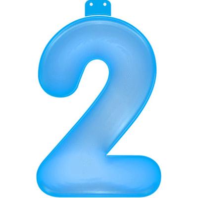 Basic Opblaasbaar cijfer 2 blauw 35cm