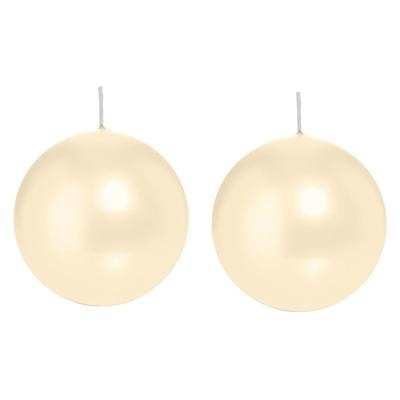 Trend Candles Bolkaars glad - 2x - creme wit - 8 cm - 25 branduren - ronde kaarsen
