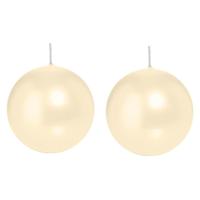 Trend Candles Bolkaars glad - 2x - creme wit - 8 cm - 25 branduren - ronde kaarsen