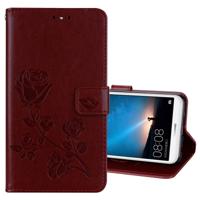 Voor Huawei mate 10 Lite Rose reliëf horizontale Flip milieu PU lederen draagtas met houder & kaartsleuven & portemonnee (bruin)