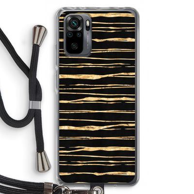 Gouden strepen: Xiaomi Redmi Note 10 Pro Transparant Hoesje met koord