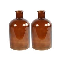 2x Stuks Countryfield Vaas - bruin - glas - apotheker fles vorm - D17 x H30 cm - thumbnail