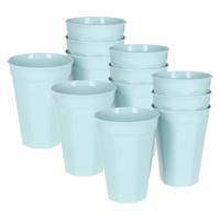 Verjaardag/kinder/camping drink bekers - 12x stuks - 300 ML - mintgroen - kunststof - onbreekbaar