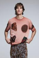 T-shirt met korte mouwen en patchwork - ORANGE - XL