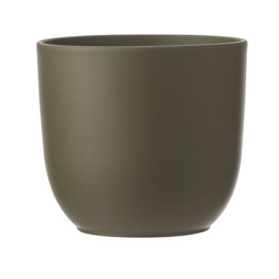 Bloempot - groen mat - H16 x D17 cm - keramiek - voor kamerplant - plantenpot