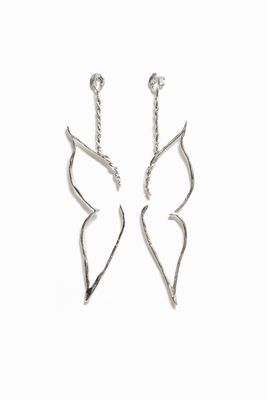 Verzilverde XL-vlinderoorbellen Zalio - BLACK - U